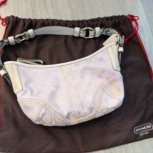 Coach Cream and Gray Shoulder Bag with Slouchy Design